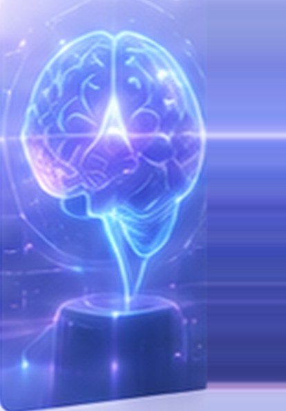 Glowing AI brain visual